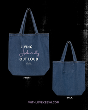 Load image into Gallery viewer, Living Authentically Out loud Denim Tote