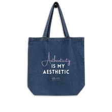 Load image into Gallery viewer, Authenticity is my Aesthetic organic denim tote bag