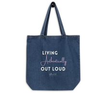 Load image into Gallery viewer, Living Authentically Out Loud organic denim tote bag