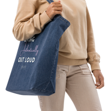 Load image into Gallery viewer, Living Authentically Out Loud organic denim tote bag