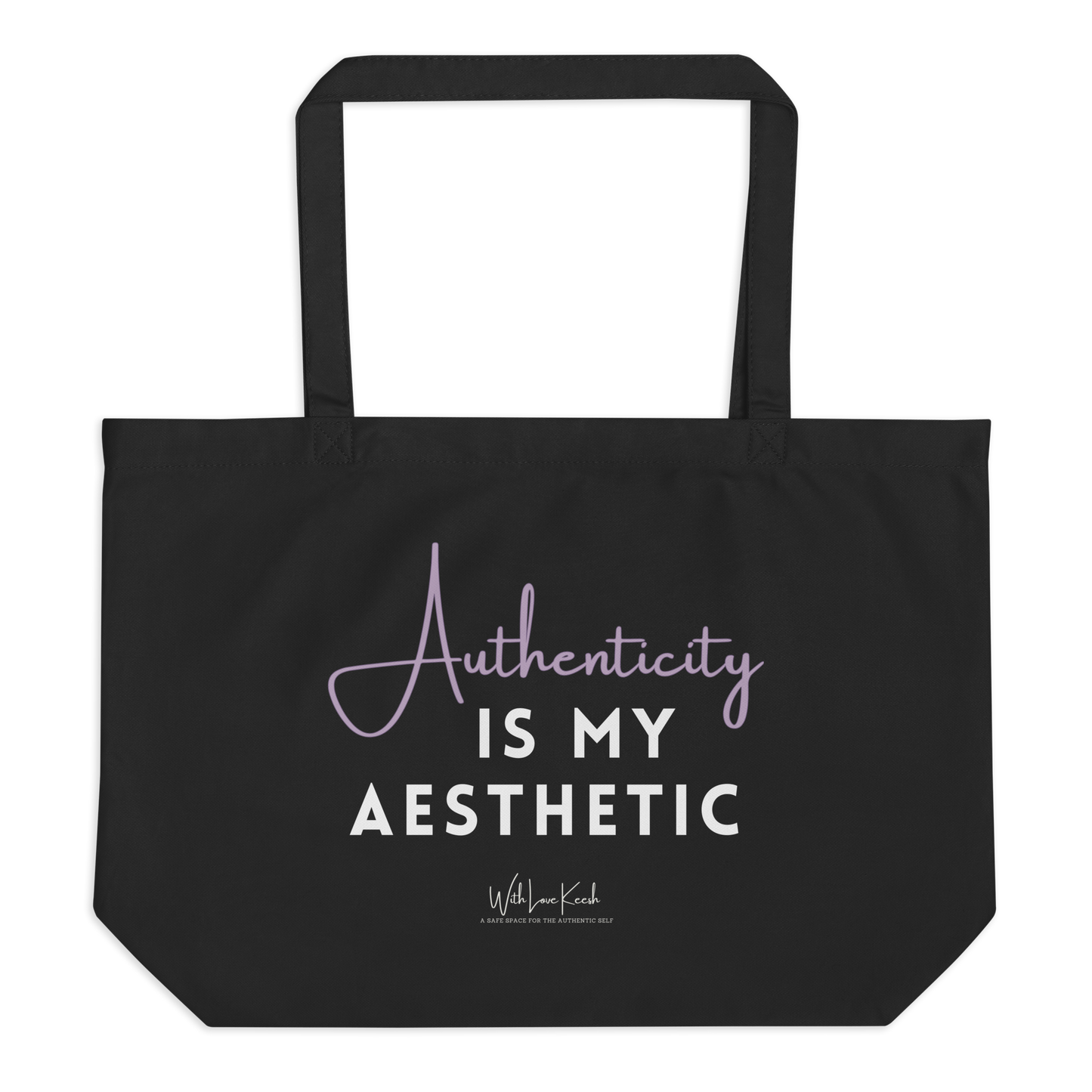 "Authenticity aesthetic" Large Black Tote Bag