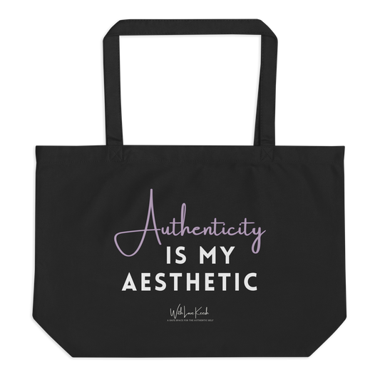 "Authenticity aesthetic" Large Black Tote Bag