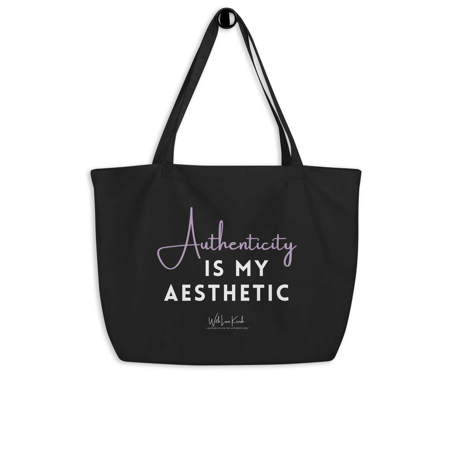 "Authenticity aesthetic" Large Black Tote Bag