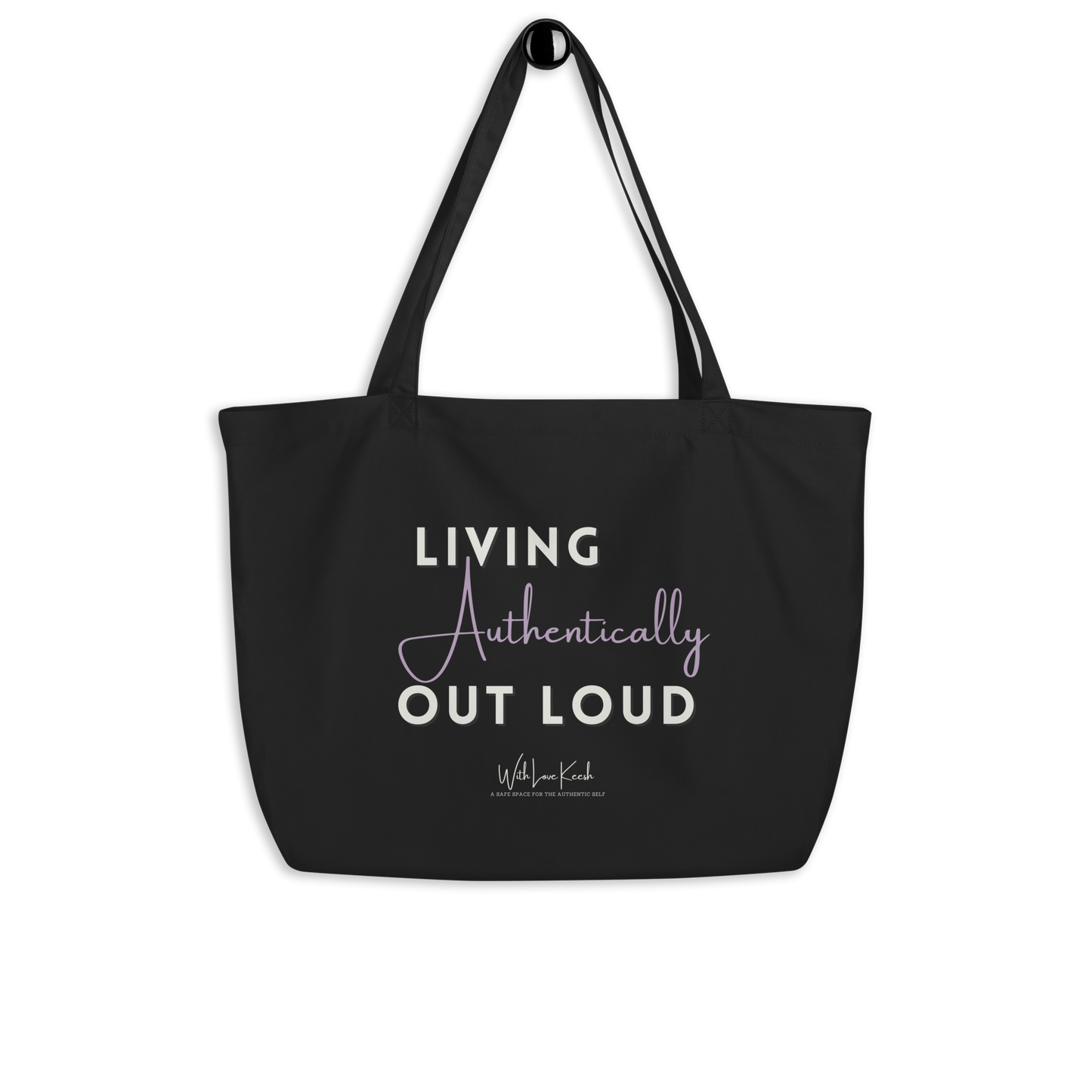 "Authentically Out loud" Large Black Tote Bag