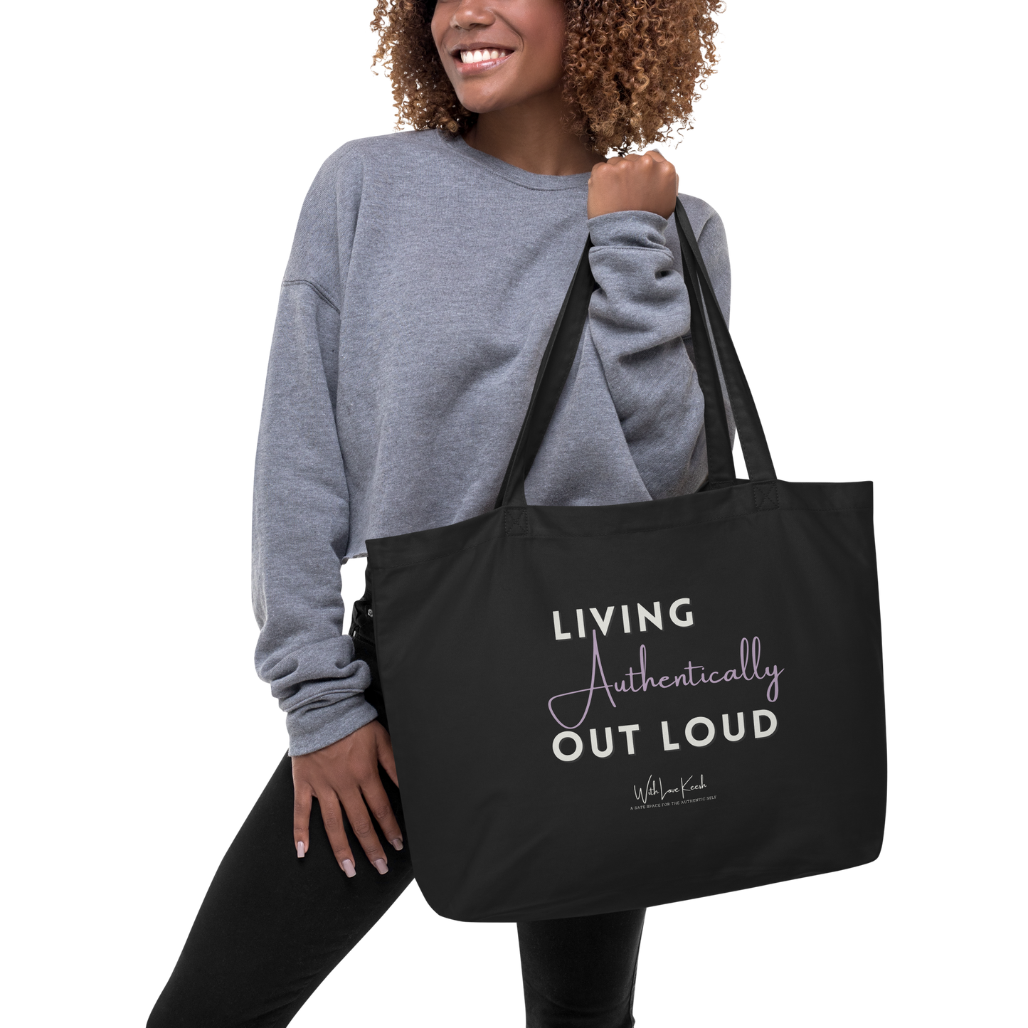 "Authentically Out loud" Large Black Tote Bag