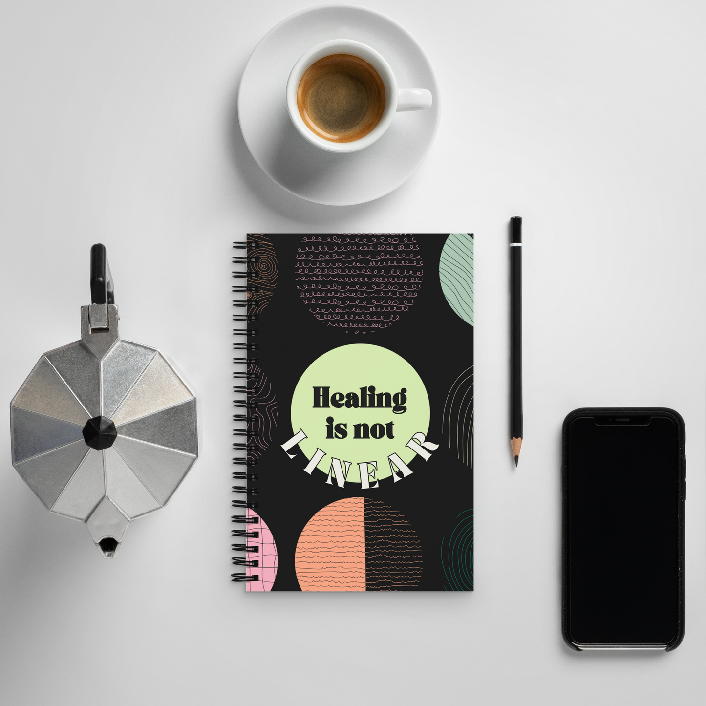 "Healing is not linear" Spiral notebook journal